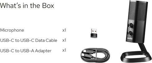 ميكروفون ألعاب GODOX USB بمكثف قلبي للكمبيوتر/الكمبيوتر المحمول/الهاتف/PS4/5، التحكم في كسب الميكروفون، مخرج سماعة الرأس والتحكم في مستوى الصوت، للبث، المدونات الصوتية، Twitch، YouTube، Discord in Saudi Arabia