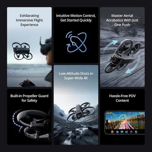 DJI Avata 2 FPV Drone Fly More Combo (1 Battery) with Camera 4K Including Goggles 3 and RC Motion 3, Immersive Experience, Built-in Propeller Guard, POV Content Bundle with Deco Gear Accessories in Saudi Arabia