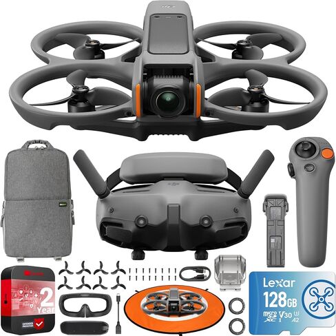 DJI Avata 2 FPV Drone Fly More Combo (1 Battery) with Camera 4K Including Goggles 3 and RC Motion 3, Immersive Experience, Built-in Propeller Guard, POV Content Bundle with Deco Gear Accessories in Saudi Arabia