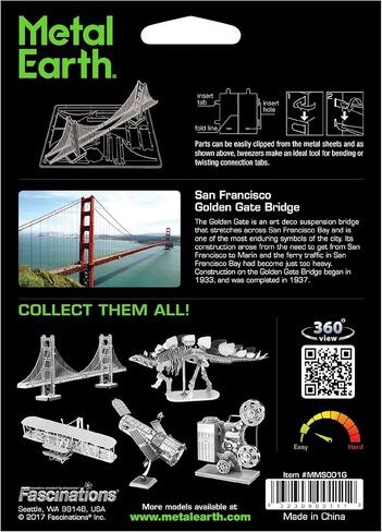 Metal Earth Golden Gate Bridge Gold Version 3D Metal Model Kit Bundle with Tweezers Fascinations in Saudi Arabia