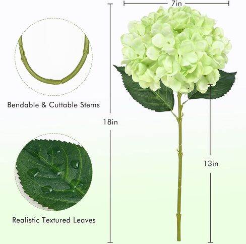 BLEUM CADE 4 Pcs Blue Hydrangea Artificial Flowers with Realistic Stems, 18In Large Fake Blue Flowers, Faux Flower for Home Party Decor Outdoor Wedding Bouquets Table Centerpieces Decoration in Kuwait