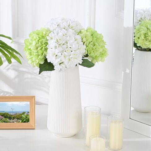 BLEUM CADE 4 Pcs Blue Hydrangea Artificial Flowers with Realistic Stems, 18In Large Fake Blue Flowers, Faux Flower for Home Party Decor Outdoor Wedding Bouquets Table Centerpieces Decoration in Kuwait