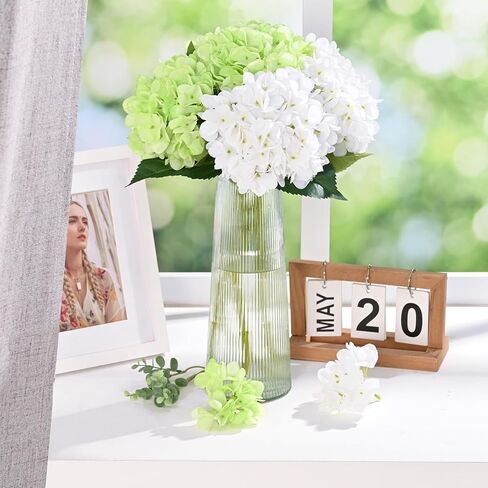 BLEUM CADE 4 Pcs Blue Hydrangea Artificial Flowers with Realistic Stems, 18In Large Fake Blue Flowers, Faux Flower for Home Party Decor Outdoor Wedding Bouquets Table Centerpieces Decoration in Kuwait