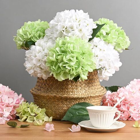 BLEUM CADE 4 Pcs Blue Hydrangea Artificial Flowers with Realistic Stems, 18In Large Fake Blue Flowers, Faux Flower for Home Party Decor Outdoor Wedding Bouquets Table Centerpieces Decoration in Kuwait