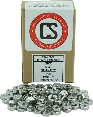 Stainless 6-32 Hex Nut, Stainless Steel 18-8, Machine Thread (100 pcs, 6-32 Hex Nut) in Saudi Arabia