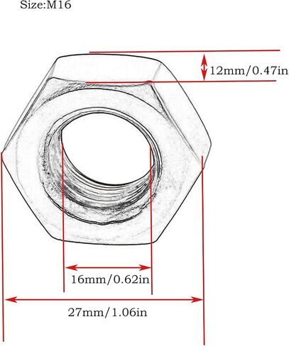 5Pcs 304 Stainless Steel Left Hand Thread Hex Nuts,Hex Reverse Thread Machine Screw Nut(M14) in Saudi Arabia