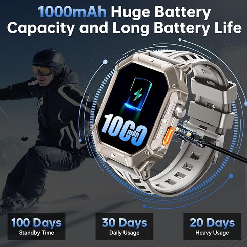 OUKITEL BT80 Smart Watch for Men,100 Days Long Battery Life, 2.13" AMOLED HD Display,AI Voice Assistant, Rugged Military Smart Watch with Bluetooth Calls/Heart Rate Monitor for Android iOS (Black) in Kuwait