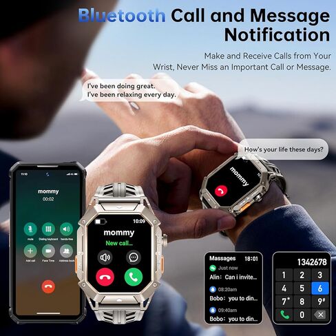 OUKITEL BT80 Smart Watch for Men,100 Days Long Battery Life, 2.13" AMOLED HD Display,AI Voice Assistant, Rugged Military Smart Watch with Bluetooth Calls/Heart Rate Monitor for Android iOS (Black) in Kuwait