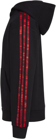 adidas Boys' Long Sleeve Fleece Pullover Hoodie, Black with Red Liquid Camo, Medium in Saudi Arabia
