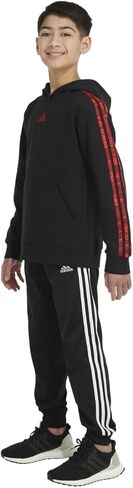 adidas Boys' Long Sleeve Fleece Pullover Hoodie, Black with Red Liquid Camo, Medium in Saudi Arabia