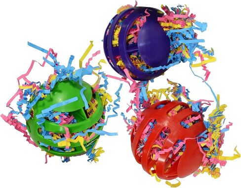 Super Bird Creations SB760 Waffle Ball Stuffers Toy, Colorful Bird Toys with Crinkle Shred, Satisfies Pulling & Preening, Relieves Boredom, Ideal Foraging Toys for Parrots, Medium/Large Birds Set of 3 in Saudi Arabia