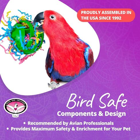Super Bird Creations SB760 Waffle Ball Stuffers Toy, Colorful Bird Toys with Crinkle Shred, Satisfies Pulling & Preening, Relieves Boredom, Ideal Foraging Toys for Parrots, Medium/Large Birds Set of 3 in Saudi Arabia