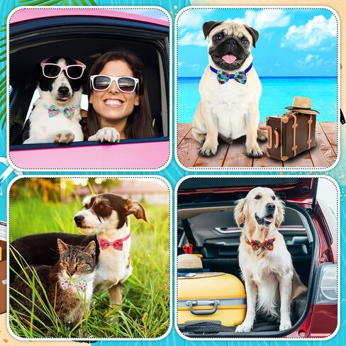 Sanwuta 100 Pcs Dog Bow Ties Bulk Summer Hawaiian Dog Bowtie Dog Collar Bowse Collar Dog Bowknot Pet Dog Accessories for Small Medium Dogs Cat Puppy Pet Grooming in Saudi Arabia