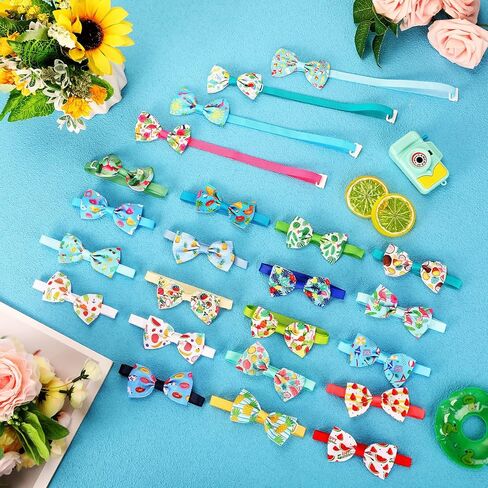 Sanwuta 100 Pcs Dog Bow Ties Bulk Summer Hawaiian Dog Bowtie Dog Collar Bowse Collar Dog Bowknot Pet Dog Accessories for Small Medium Dogs Cat Puppy Pet Grooming in Saudi Arabia