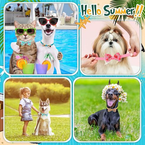 Sanwuta 100 Pcs Dog Bow Ties Bulk Summer Hawaiian Dog Bowtie Dog Collar Bowse Collar Dog Bowknot Pet Dog Accessories for Small Medium Dogs Cat Puppy Pet Grooming in Saudi Arabia