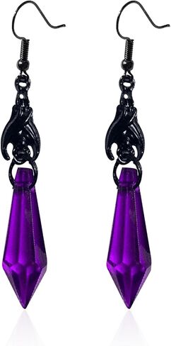 Just Follow Gothic Bat Dangle Drop Earrings Red Black Crystal Arrows Gems Earrings Punk Bat Animal Earrings Halloween Costumes Decorate Earrings Jewelry for Women Teen Girls in Saudi Arabia