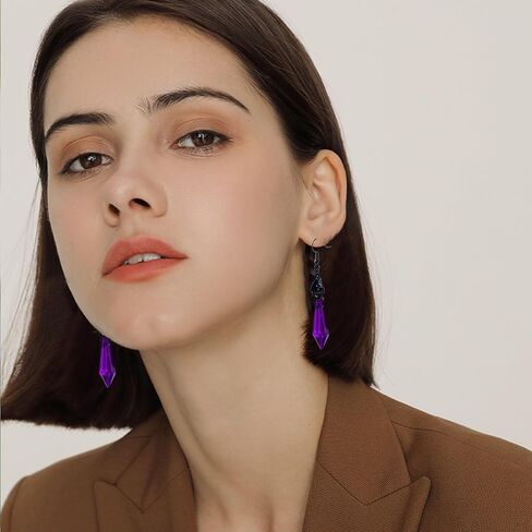 Just Follow Gothic Bat Dangle Drop Earrings Red Black Crystal Arrows Gems Earrings Punk Bat Animal Earrings Halloween Costumes Decorate Earrings Jewelry for Women Teen Girls in Saudi Arabia