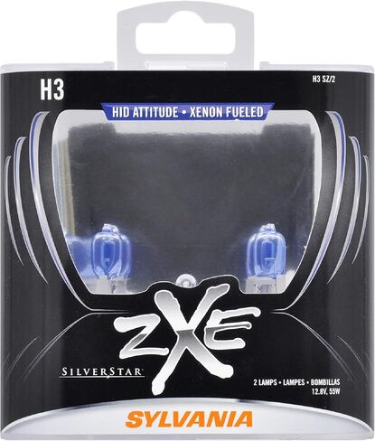 SYLVANIA - H3 (64151) SilverStar zXe Fog High Performance Halogen Fog Light Bulb - Bright White Light Output, HID Attitude, Xenon Fueled Technology (Contains 2 Bulbs) in Saudi Arabia