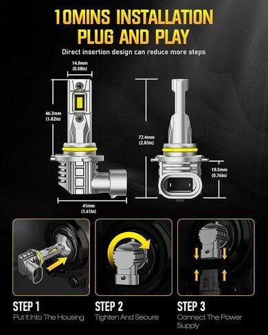 9005 9006 Bulbs Combo,44000LM Bright Bulbs,1:1 Mini Size,6500K Cool White 9005/HB3 9006/HB4 High Low Dual Beam,Plug and Play Fog Bulbs,Pack of 4 in Saudi Arabia