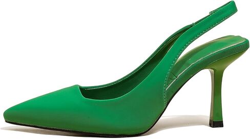 Women High-heel Fabric Slingback Pumps Kitten Heel Pointed Toe Slip-On Back Strap Sandals Mules Court Shoes in Kuwait