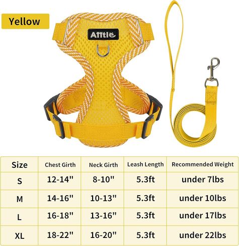 AIITLE صدرية للكلاب قابلة للتنفس للغاية، حزام للكلاب قابل للتعديل مع مقود - شريط عاكس بمساحة كبيرة وإبزيم سريع التحرير - أحزمة خارجية مضادة للهروب للحيوانات الأليفة للكلاب المتوسطة الحجم أصفر L in Kuwait