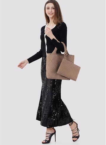 Women Tote Bag Large Neoprene Tote Bag Fashion Woven Bag Neoprene Tote Handbag Roomy Shoulder Bags for Beach, Gym in Saudi Arabia