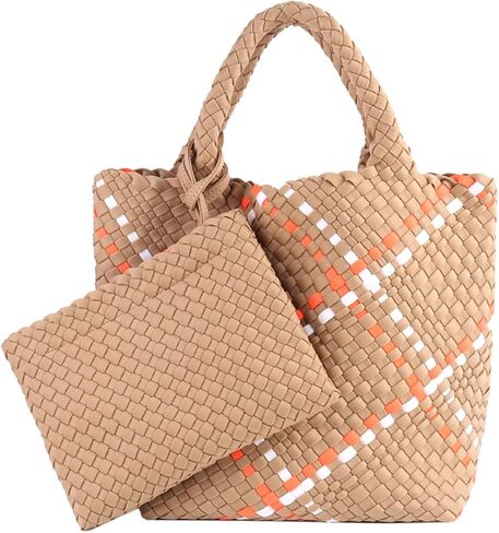 Women Tote Bag Large Neoprene Tote Bag Fashion Woven Bag Neoprene Tote Handbag Roomy Shoulder Bags for Beach, Gym in Saudi Arabia