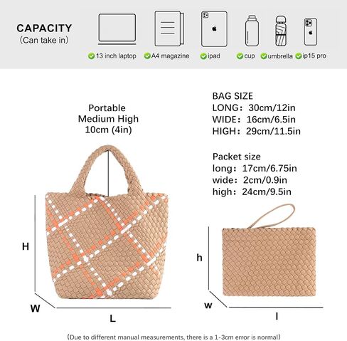 Women Tote Bag Large Neoprene Tote Bag Fashion Woven Bag Neoprene Tote Handbag Roomy Shoulder Bags for Beach, Gym in Saudi Arabia