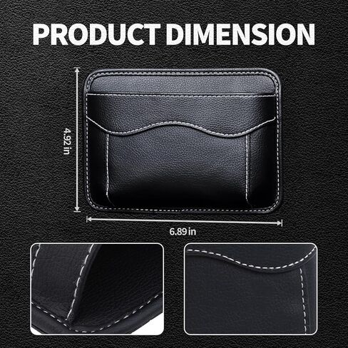 Car Seat Gap Organizer, PU Leather Velcro Mini Storage Bag, Dashboard Side Hanging Pouch Bag, Auto Interior Seat Gap Filler for Phone, Document, Registration, Notebook (Black Pack of 1) in Saudi Arabia