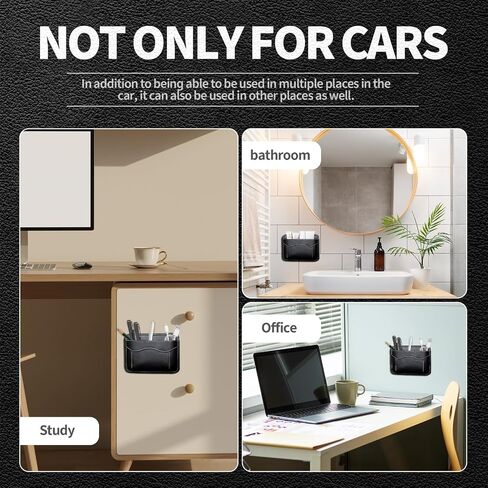 Car Seat Gap Organizer, PU Leather Velcro Mini Storage Bag, Dashboard Side Hanging Pouch Bag, Auto Interior Seat Gap Filler for Phone, Document, Registration, Notebook (Black Pack of 1) in Saudi Arabia