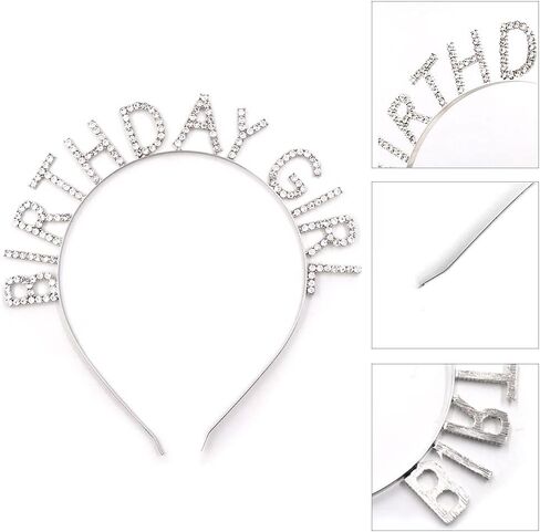 "Birthday Girl" Sash & Rhinestone Headband Set - Birthday Gifts Birthday Sash for Women Birthday Party Supplies (Gold Glitter/Black) in Saudi Arabia