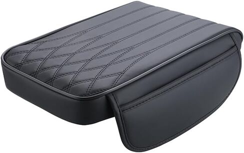 Car Center Console Cover with Side Pockets, Memory Foam Leather Arm Rest Cover for Car, Waterproof Armrest Box Pad Cushion Protector Car Accessory for Most SUV Truck Vehicle, Black in Kuwait
