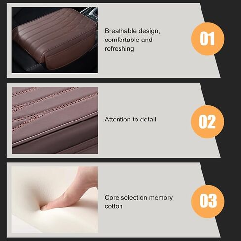 Car Center Console Cover with Side Pockets, Memory Foam Leather Arm Rest Cover for Car, Waterproof Armrest Box Pad Cushion Protector Car Accessory for Most SUV Truck Vehicle, Black in Kuwait