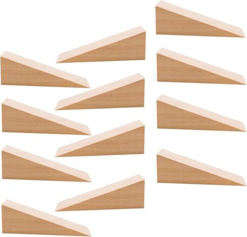 Wood Door Stops Solid Handmade Wooden Door Wedge Triangle Non-Slip Wood Doorstop Heavy Duty Stopper for Home Office Living Room Security Concrete Carpet Floor, 3.9 * 1.2in (12pcs) in Kuwait