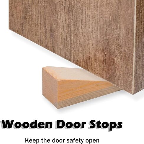 Wood Door Stops Solid Handmade Wooden Door Wedge Triangle Non-Slip Wood Doorstop Heavy Duty Stopper for Home Office Living Room Security Concrete Carpet Floor, 3.9 * 1.2in (12pcs) in Kuwait