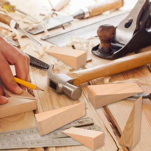 Wood Door Stops Solid Handmade Wooden Door Wedge Triangle Non-Slip Wood Doorstop Heavy Duty Stopper for Home Office Living Room Security Concrete Carpet Floor, 3.9 * 1.2in (12pcs) in Kuwait