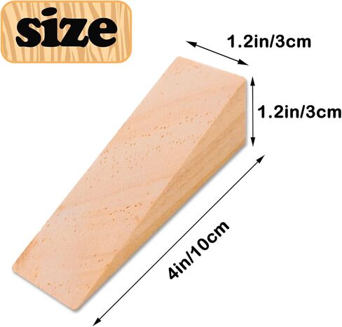 Wood Door Stops Solid Handmade Wooden Door Wedge Triangle Non-Slip Wood Doorstop Heavy Duty Stopper for Home Office Living Room Security Concrete Carpet Floor, 3.9 * 1.2in (12pcs) in Kuwait