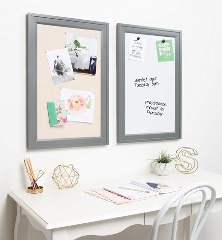 Bosc Decorative Framed Magnetic Dry Erase Board, Gray, 18.5x27.5 in Kuwait