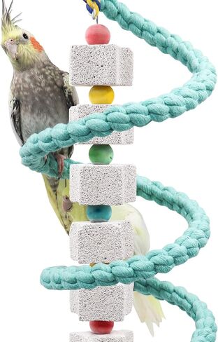 2 Pack Large Bird Chewing Toy, Parrot Beak Grinding Calcium Stone with Bells, Bird Cage Accessories, Cage Toys for Cockatiel Parakeet Parrot Budgies Rat Hamster Chinchilla Rabbit Bunny African Grey in Saudi Arabia