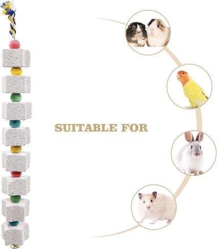 2 Pack Large Bird Chewing Toy, Parrot Beak Grinding Calcium Stone with Bells, Bird Cage Accessories, Cage Toys for Cockatiel Parakeet Parrot Budgies Rat Hamster Chinchilla Rabbit Bunny African Grey in Saudi Arabia