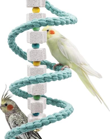 2 Pack Large Bird Chewing Toy, Parrot Beak Grinding Calcium Stone with Bells, Bird Cage Accessories, Cage Toys for Cockatiel Parakeet Parrot Budgies Rat Hamster Chinchilla Rabbit Bunny African Grey in Saudi Arabia