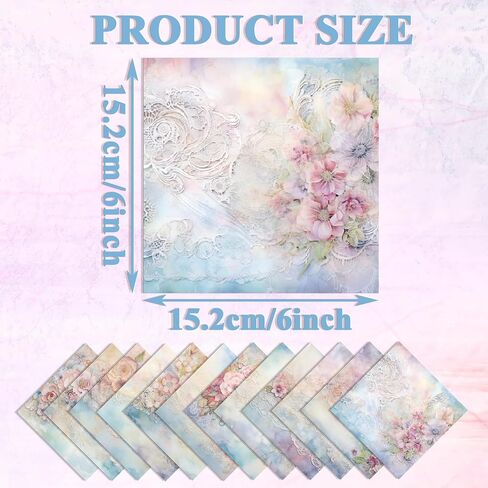 Scrapbook Paper Pack, Pink Watercolor Rose Flower Pattern 6 Inches Single-Sided Decopodge Paper, Spring Floral Decorative Supplies for Card Making Album Background - 24 Sheets (R2332) in Saudi Arabia