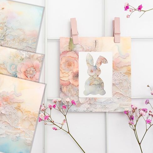Scrapbook Paper Pack, Pink Watercolor Rose Flower Pattern 6 Inches Single-Sided Decopodge Paper, Spring Floral Decorative Supplies for Card Making Album Background - 24 Sheets (R2332) in Saudi Arabia
