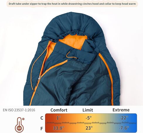Unigear Campy Trail Sleeping Bag 30°F - Compact, Water-Resistant, Lightweight Mummy Sleeping Bag for Adults and Teens - Camping, Hiking, Backpacking, Great for 3 Season in Kuwait