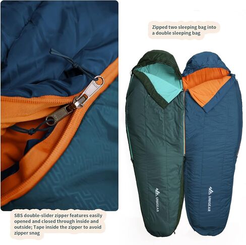 Unigear Campy Trail Sleeping Bag 30°F - Compact, Water-Resistant, Lightweight Mummy Sleeping Bag for Adults and Teens - Camping, Hiking, Backpacking, Great for 3 Season in Kuwait