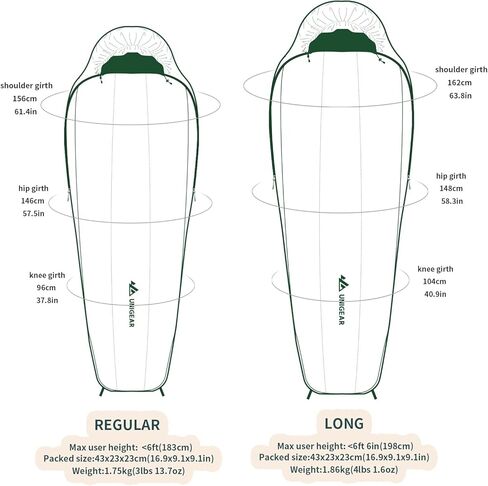 Unigear Campy Trail Sleeping Bag 30°F - Compact, Water-Resistant, Lightweight Mummy Sleeping Bag for Adults and Teens - Camping, Hiking, Backpacking, Great for 3 Season in Kuwait