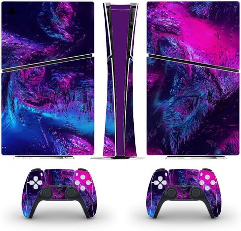 Full Body Vinyl Skin Sticker Decal Cover for PS5 Slim Console and Two Controllers Digital Edition - Purple Universe in Saudi Arabia