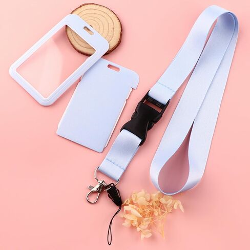 Purple Pink Lanyard with ID Holder Women Men Lanyard for Badges Holder Keychain Vertical ID Card Holder Neck Lanyard for Keys in Saudi Arabia