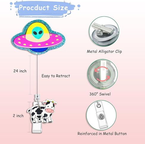 Funny Badge Reel Retractable for Nurses, Cute Cow ID Badge Holder with Alligator Clip for Students, RN LPN Medical Assistant Work, Nursing Name Tag Card Cute Badge Reels Nurse Grad Gift in Saudi Arabia