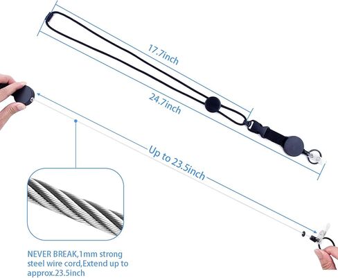 XIANGXING 2 حزمة حبل مستدير شديد التحمل قابل للسحب، سلسلة مفاتيح بحزام رقبة منفصل مع بكرة شارة للرجال والنساء ومفاتيح حامل البطاقات in Kuwait